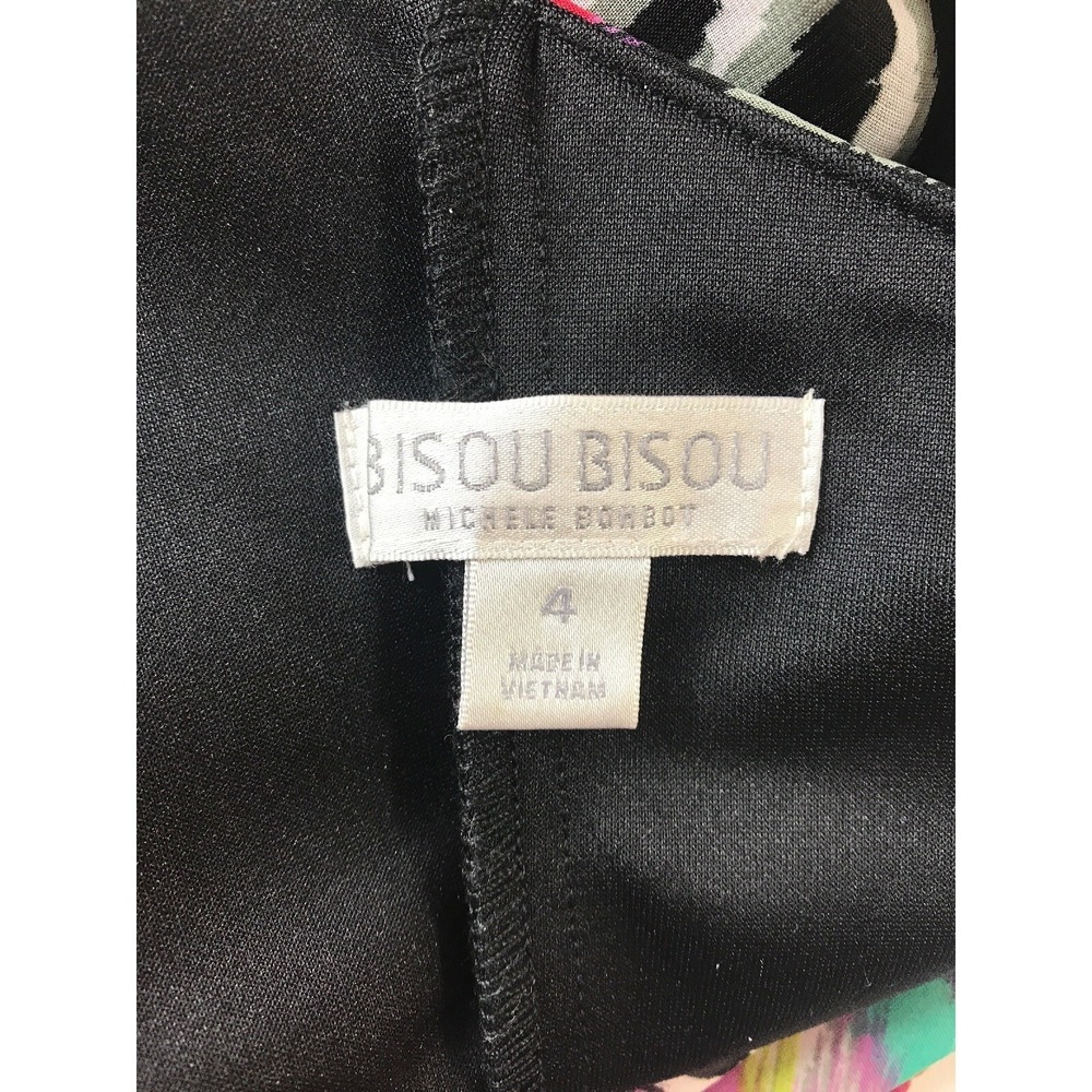 Bisou Bisou Michele Bohbot One Shoulder Dress Size 4 Zebra Geometric Print Black - Picture 4 of 12